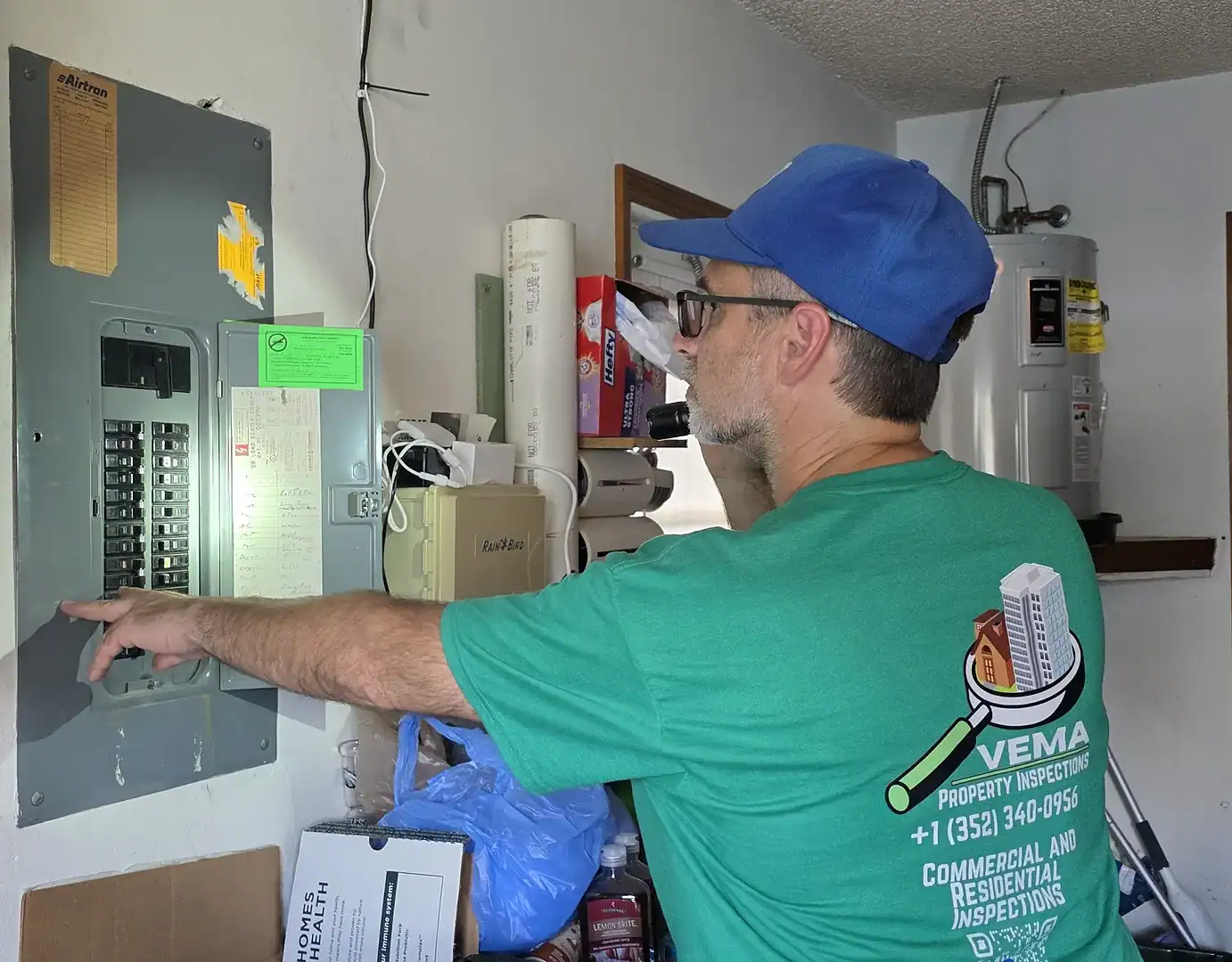 Kevin from VEMA Property Inspection doing a Electrically Panel inspection